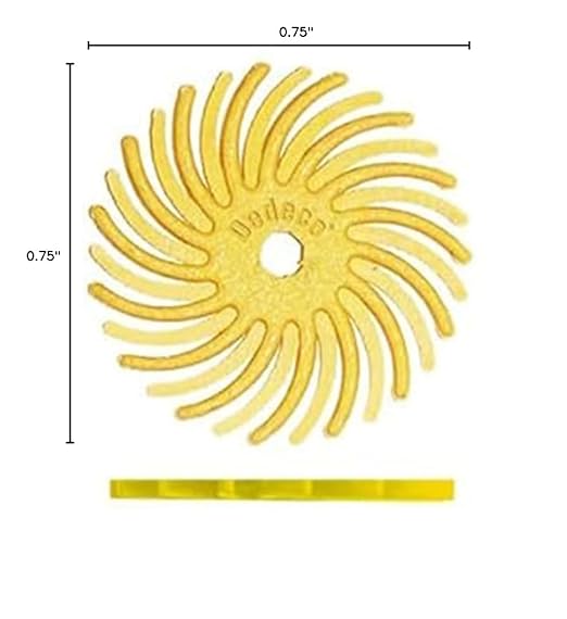 Dedeco Sunburst Radial Bristle Discs 48-Pack - 3/4" Curved - Yellow 80 Grit (Coarse) - Aluminum Oxide for Polishing & Finishing