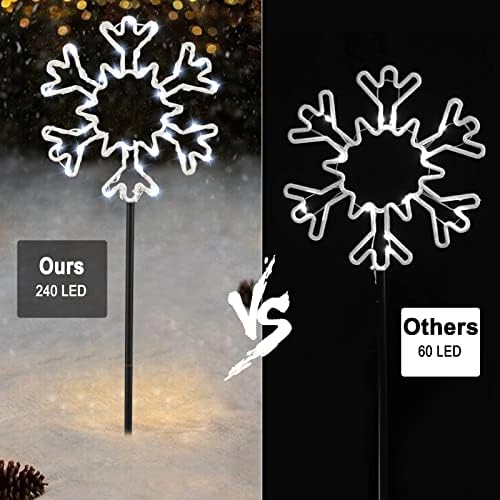 Brightown Snowflakes Christmas Pathway Lights Outdoor, 10 Large Snowflakes Christmas Decorations Outdoor Yard, Pathway Marker Stake Lights for Patio Ground Path Sidewalk Walkway Driveway