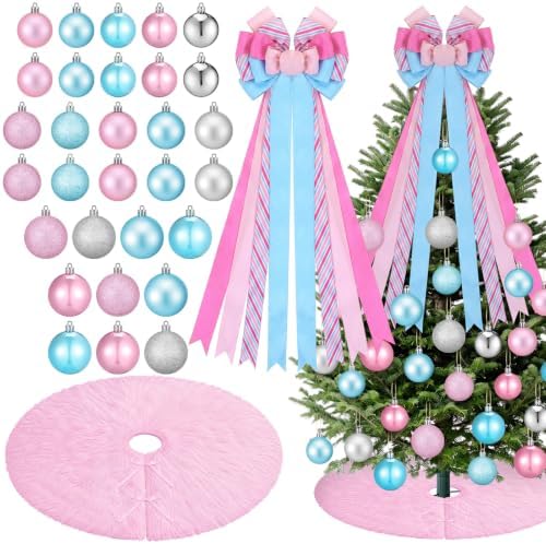 Gejoy 32 Pcs Pastel Christmas Tree Decoration Set, Macaron Sweet Theme