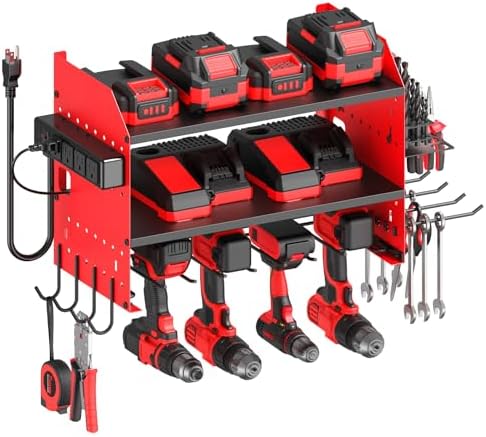 CCCEI Modular Power Tool Organizer Wall Mount with Charging, Red, 1 Pack