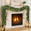 N&T NIETING 9FT Christmas Norfolk Pine Pre-Lit Garland with 70 LED Lights Real Touch Prelit Garland Christmas Greenery Garlands for Table Mantle Fireplace Stairs Indoor Outdoor Xmas Decorations