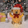 Lighted Christmas Bear Decorations, Pop-Up Bear Outdoor Yard Woodland Christmas Decor Prelit 70 Lights, Collapsible Lighted Bear Wears Santa Hat for Home Porch Yard Christmas Valentines Day-Brown