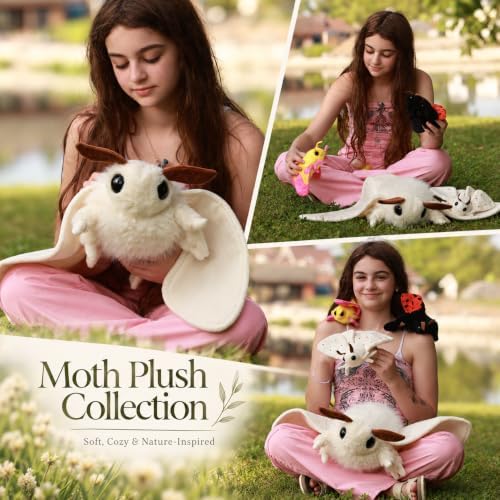 MorisMos Plush Moth Stuffed Animal with 3 Moth Babies