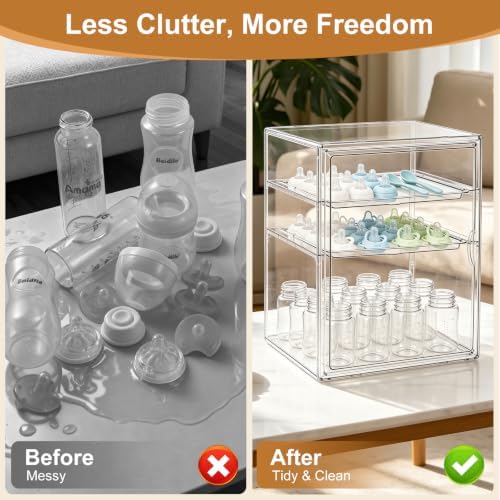 ERTIUANIO Baby Bottle Organizer for Countertop Cabinet Storage