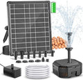 Antfraer 7W Solar Pond Filter with 3600mAh Battery Backup & Fountain Pump, Solar Water Fountain Pump with 8 Nozzles & PVC Tubing, Solar Fountain for Bird Bath, Small Ponds, Waterfall, Hydroponics