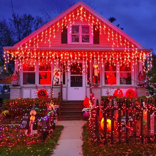 33FT Icicle Lights for Outside 400 LED Red Christmas Lights