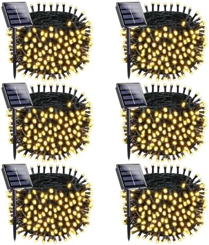 OZS 6 Pack 480 LED Solar String Lights Outdoor Waterproof, Warm White