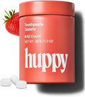 Huppy Toothpaste Tablets, Nano Hydroxyapatite, Fluoride Free and Plastic Free, Natural Whitening, Remineralizing, SLS Free, Travel Friendly Chewable Tabs, Strawberry Flavor, 62 Count (1 Month Supply)