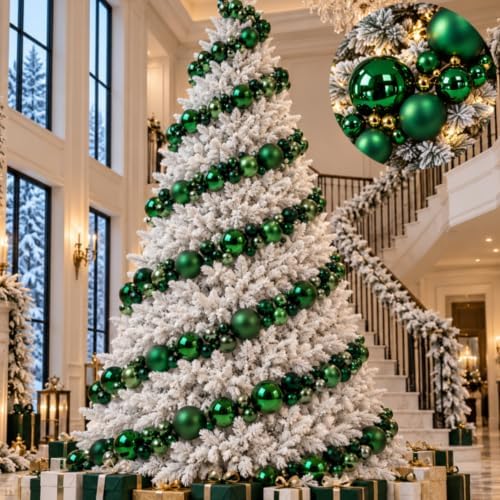 Sosation 29.5Ft Christmas Ball Ornament Garland, Green, Glossy Matte