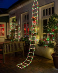 Toodour LED Christmas Lights - 10ft Christmas Decorative Ladder Lights with Santa Claus, Xmas Decorations Light for Indoor Outdoor, Window, Garden, Home, Wall, Xmas Tree Decor - Red White & Green