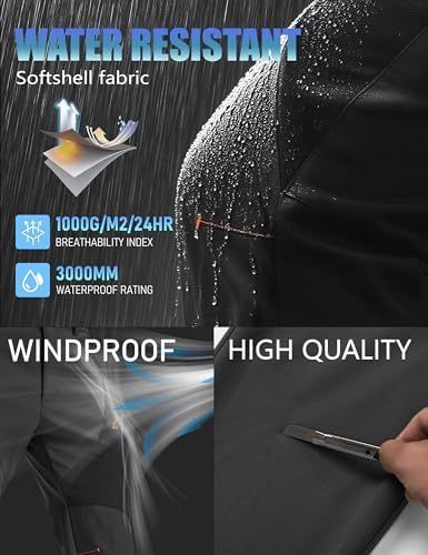 MAGCOMSEN Men's Snow Ski Pants Fleece Lined Water Resistant Winter Pants with 4 Zip Pockets for Snowboard Hiking Outdoor
