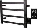 Topdattion Electric Towel Warmer | Super Thin | with Timer & Temperature Multi-Level Adjustments | Hardwired & Plug-in | 4 Bar Matte Black Finish