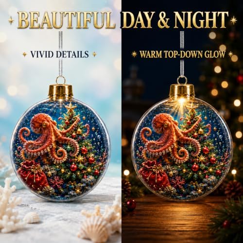 6 Pack Lighted Ocean Christmas Ornaments, 3.15 Inch Sea Animal Globes