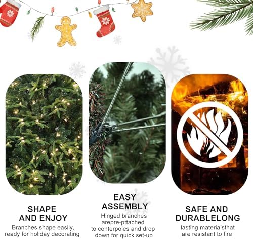 YUNKE 5FT Pre-Lit Artificial Christmas Tree with Warm Lights & Fluffy Tips