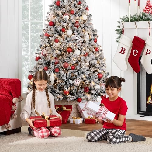 Best Choice Products Pre-Lit Black Christmas Tree, 6ft Artificial Flocked Full Fir Tree, Holiday Decoration w/ 250 Lights, 928 Branch Tips