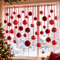 56 Pcs Red Christmas Window Hanging Ball Ornament Window Decorations Set