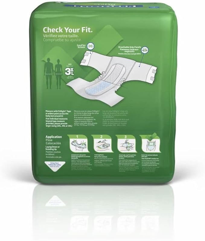 FitRight Bariatric Adult Incontinence Briefs with Tabs, Super Absorbent, 3XL, 65" to 84", 12 Count