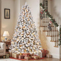 SHareconn 6.5ft Snow Flocked Spruce Pre-lit Artificial Christmas Tree,White