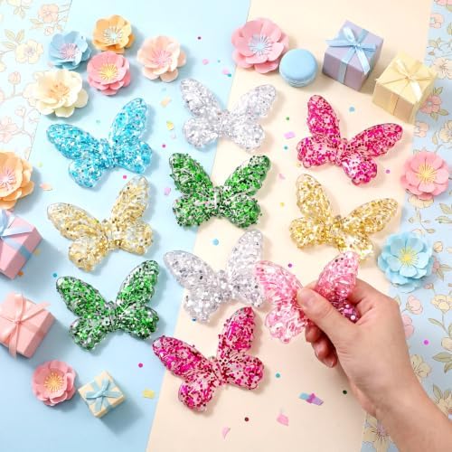 Meooeck 12 Pcs Butterfly Squeeze Fidgets Balls, Glitter Butterfly Fidget
