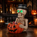 Halloween Skeleton Pumpkin Candy Bowl with Glowing Eyes
