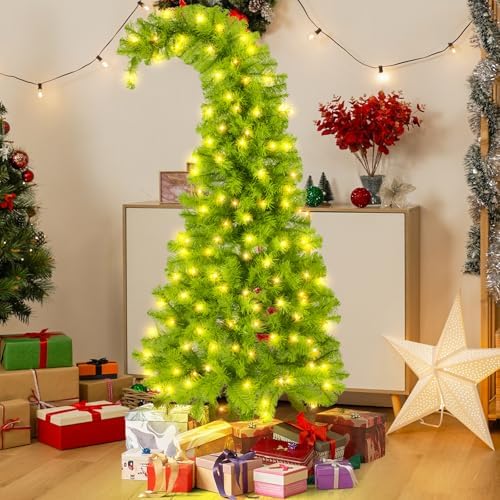 6ft Whimsical Christmas Tree with LED Lights, Artificial Tree with Timer