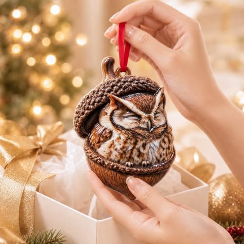 Christmas Ornament, 2026 Ornaments for Christmas Tree, Stained Glass Hanging Ornament, Holiday Ornaments, Unique Gift Idea - Owl on The Branch