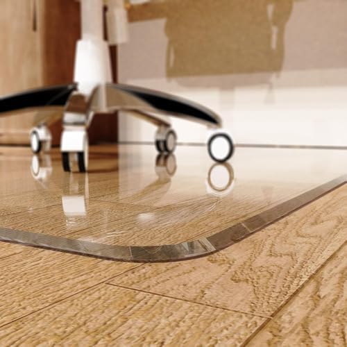 MESAILUP Beveled Edge Office Chair Mat for Carpet or Hardwood Floor 48" x 48" Clear Chair Mats for a Smooth Glide and Easy Roll On/Off, Heavy Duty and Non-Slip Pad Floor Ultimate Desk Chair Mat