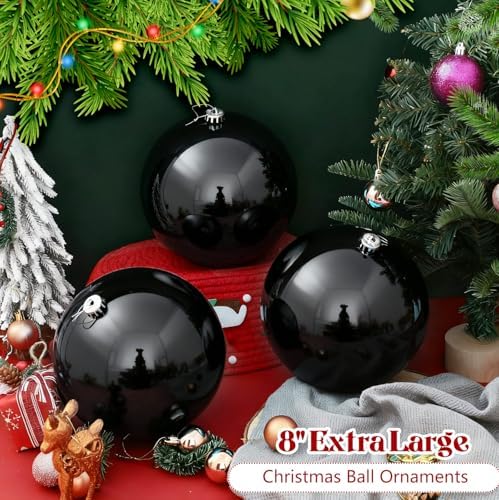 Zubebe 6 Pcs 8 Inch Large Outdoor Christmas Ball Ornaments,Black