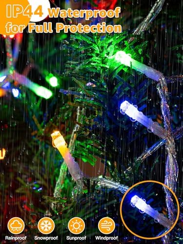 Guhope Christmas String Lights Indoor 1200LED 196FT, Waterproof Outdoor String Lights with Remote and Timer, 8 Modes Dimmable Christmas Lights for Indoor Outdoor Party Holiday Decorations (Multicolor)