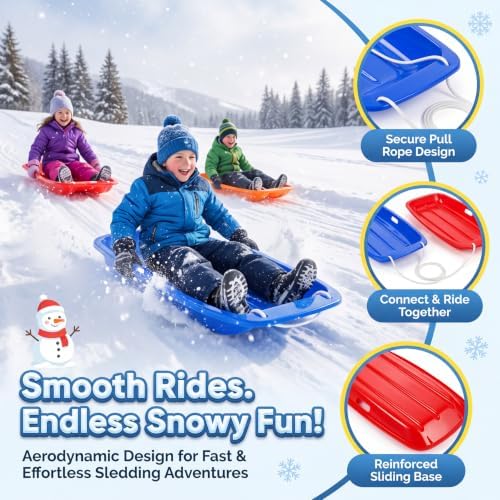 Snow Sled for Kids and Adult, Downhill Sprinter, Heavy Duty Toboggan Sled