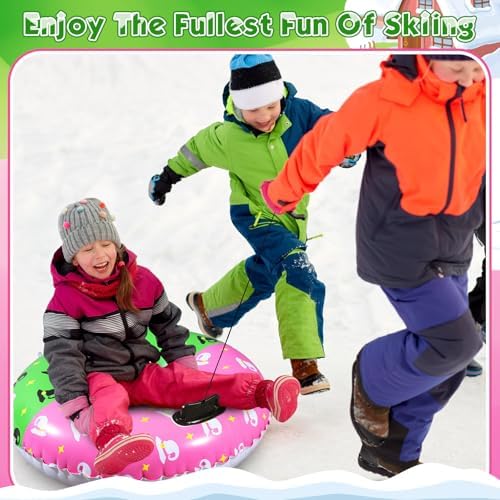 Sotiff Snow Tubes for Kids, 36 Inch Thickened Heavy Duty Inflatable Snow Sleds for Winter with Sturdy Handles Durable Winter Toys for Outdoor Sledding Tube Gift Set