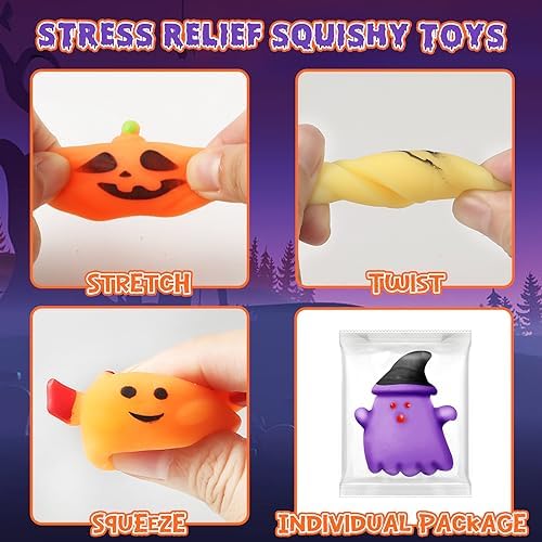 AuroTops 60PCS Halloween Squeeze Toys for Kids, Halloween Party Favors