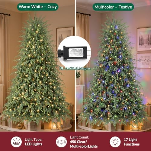 SHareconn 7.5ft Prelit Artificial Norfolk Pine Christmas Tree Color Lights