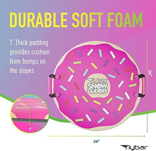 Flybar Snow Sled for Kids and Toddlers- Foam Saucer Disc, Ages 5+, Easy Grip Handles, Durable with Slick Bottom & PE Core Build, Lightweight Snow Boards, Snowboard Toys for Outdoor, Up to 110 lbs, 26"