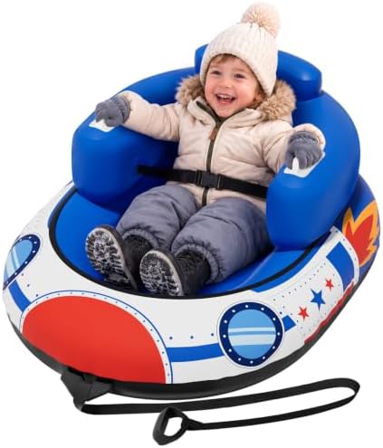 Snow Sled for Toddlers 1-3, Inflatable Snow Tube with Tow Strap