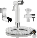BARROCK Handheld Bidet Sprayer for Toilet, Stainless Steel Metal Made Baby Cloth Diaper Spraying Kit, Bathroom Toilet Bidet Attachment Set for Bathing Pets and Feminine Hygiene, Chrome and White