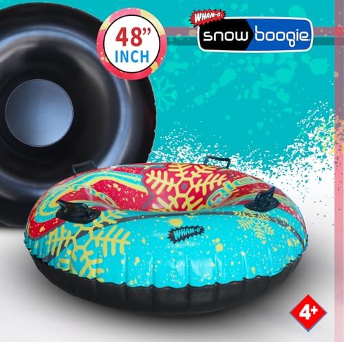 Wham-O Snowboogie Air Tube 48" | Single or Double Rider Snow Sleds | Inflatable Sled with Soft Handles | Slick Bottom | Snow Sledding for Adults & Children | Holidays & Winter (48, Snow)