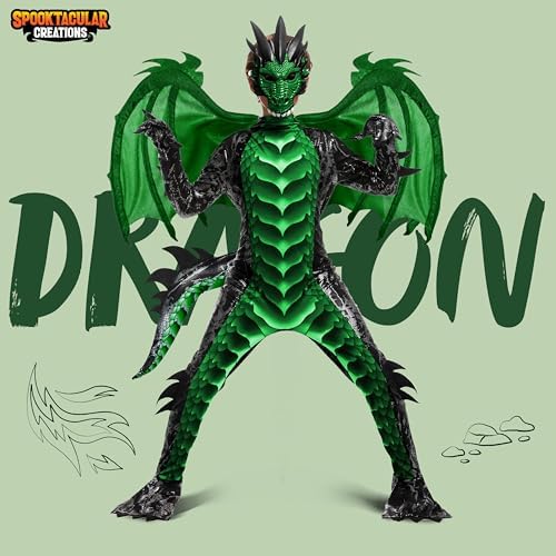 Spooktacular Creations Halloween Kid Dragon Costume, Boys Dragon Wings, Tail and Mask Set for Halloween Dress Up