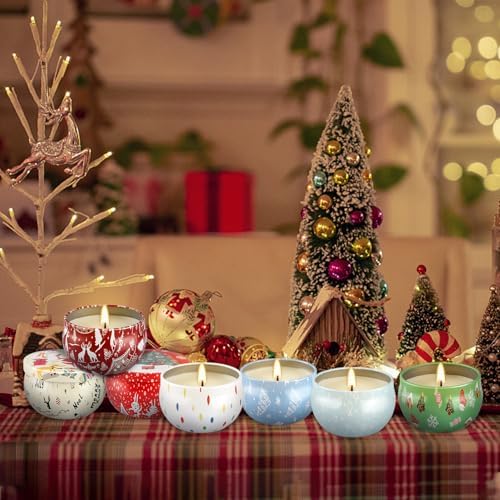 24Pack Christmas Scented Candle Tins Gift Set - Soy Wax Festive Candles 2.5oz- Long Lasting Burn time for Christmas Thanksgiving Gifts Holiday Decor & Gifting.