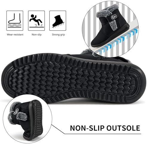 Winter Snow Boots for Women: Comfortable Warm Fur Lined Ankle Booties Non Slip Waterproof Boots for Outdoor Walking