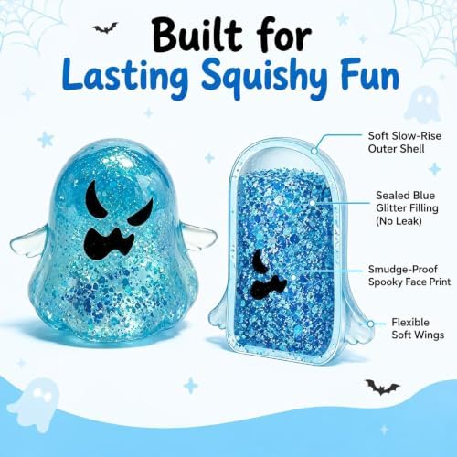 Halloween Spooky Super Soft Stress Balls | Squishy Sensory Squeeze Toy Relief Fidget Gift for Women Men Horror Holiday & Birthday Gift Party Favor(Blue)