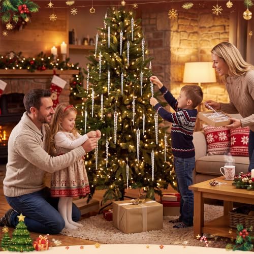 Syhood 100 Pcs Crystal Christmas Tree Ornaments, Assorted Icicles