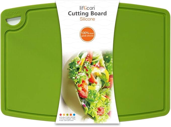 Extra Large Thick Silicone Cutting Board 14.6'' x 10.43'' Chopping Board Flexible Cutting Mats Dishwasher Safe-Green