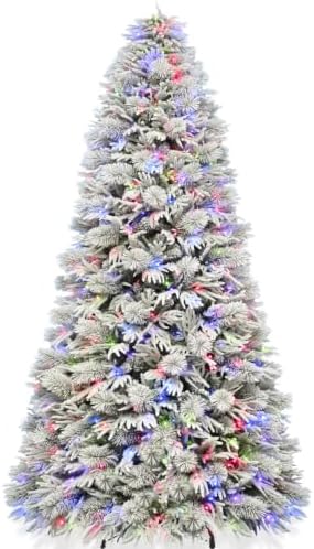 Hykolity 9ft Prelit Premium Flocked Christmas Tree with 700 Multicolor LEDs
