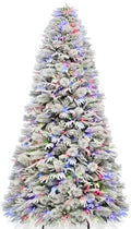 Hykolity 9ft Prelit Premium Flocked Christmas Tree with 700 Multicolor LEDs
