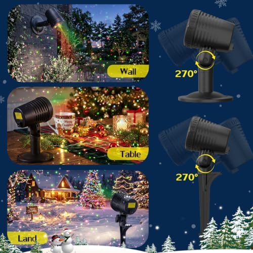 Christmas Projector Lights Outdoor, Red and Green Moving Holiday Light with Remote Show for House, Yard, Garden, Patio and Christmas Decorations