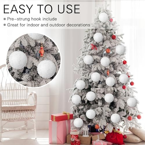 Lyrow 24 Pcs 3.15" Christmas Ball, White