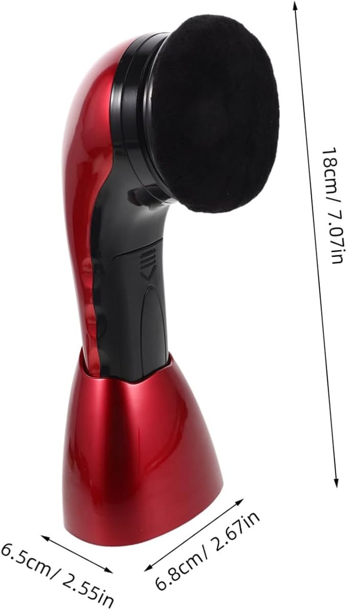 Electric Shoe Polisher Brush Machine 710 Red Plug-in Battery Powered | Fiber Sponge Plastic Replacement Heads, Automatic Polishing and Deep Cleansing, for Footwear and Canvas Shoes at Home