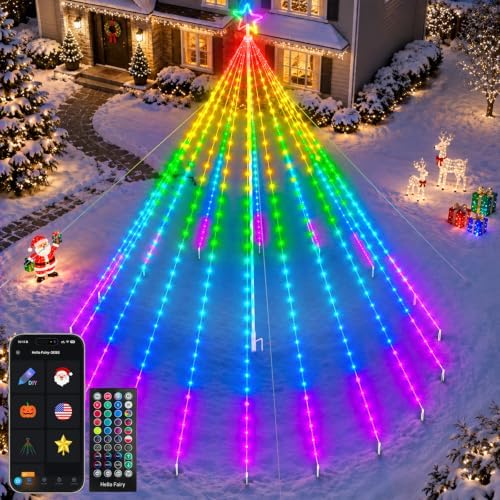 14FT Smart Outdoor Christmas Tree Lights, 542 RGB LEDs, App & Remote
