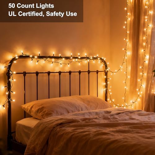 BrizLabs Clear Christmas Lights, 50 Count Warm White Incandescent Lights